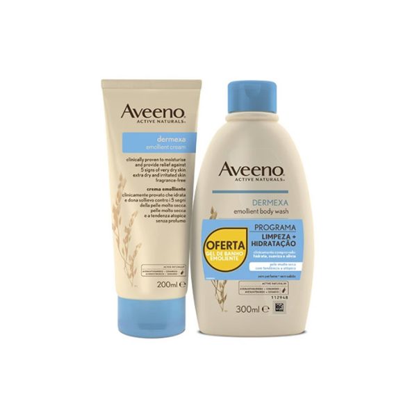 Dermexa Emollient Cream 200ml + Emollient Body Wash 300ml